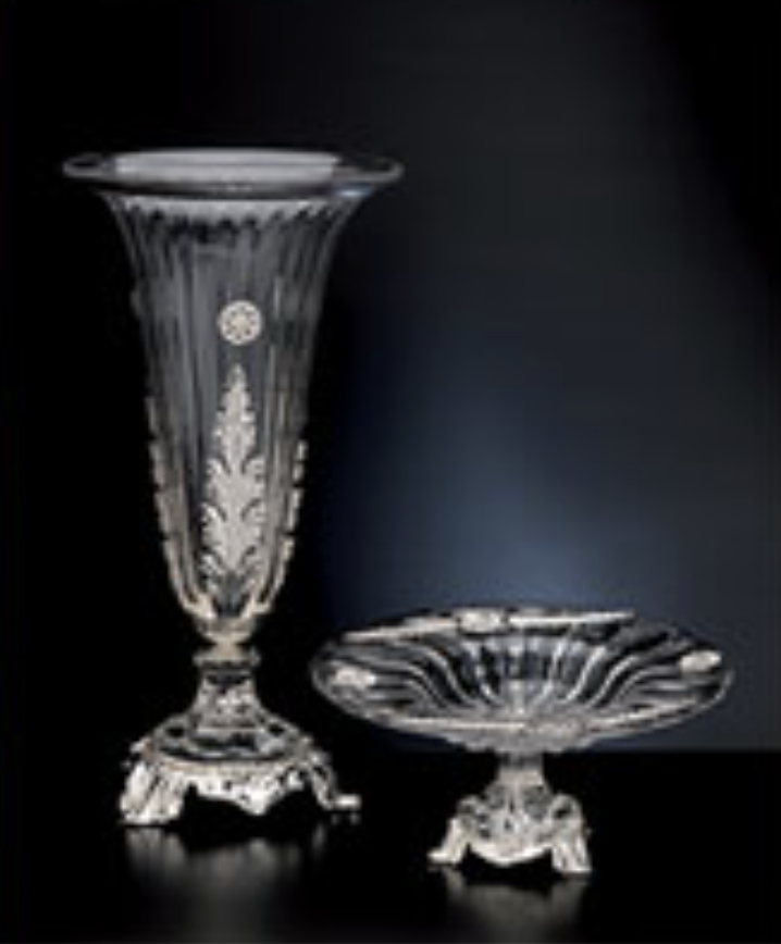 Vaso e coppa di cristallo